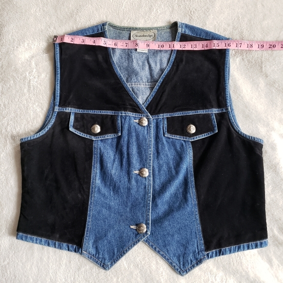 Vintage Stonebridge Black Velvet Denim Vest a Levi's Brand - Picture 4 of 15